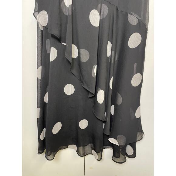 Loft Dotted Flounce Maxi Dress Womens S/M polka dot flutter Sleeve Romantic - Picture 9 of 16